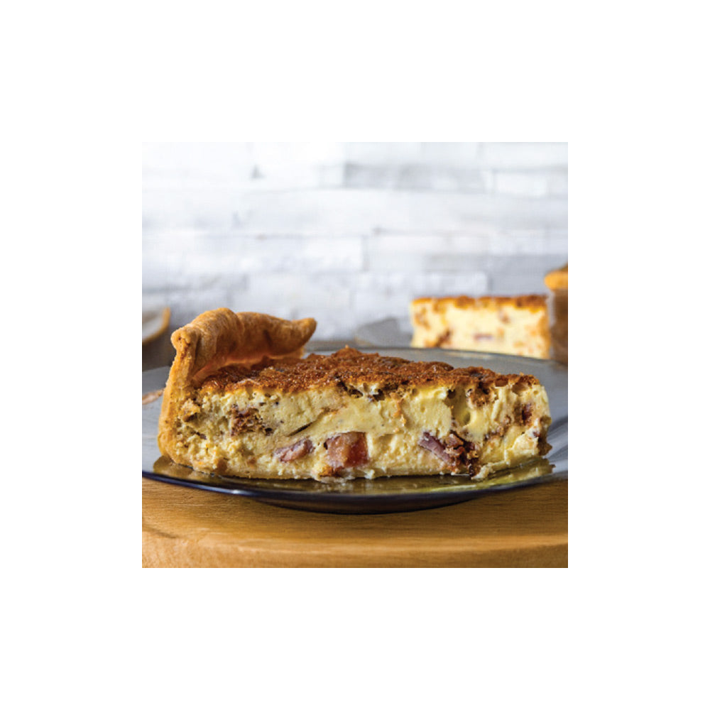 Large slice of ham & emmental cheese quiche