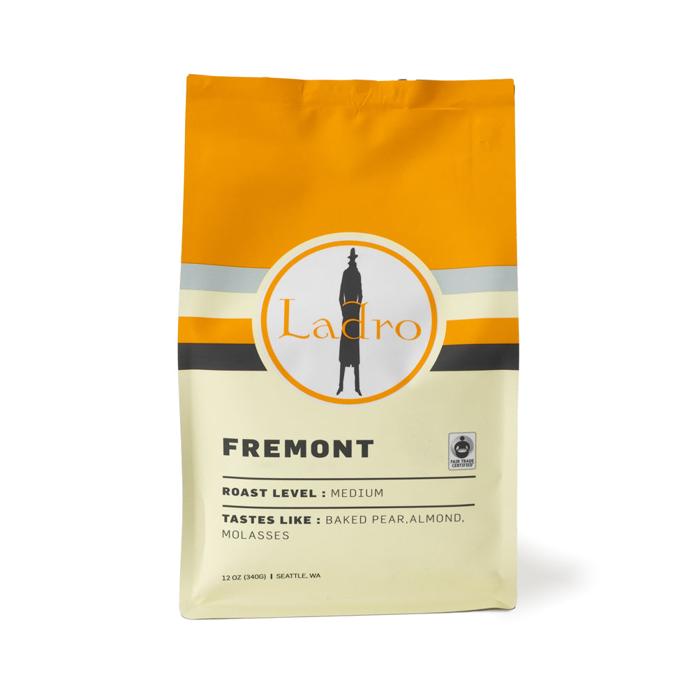 A bag of roased coffee beans from Caffe Ladro