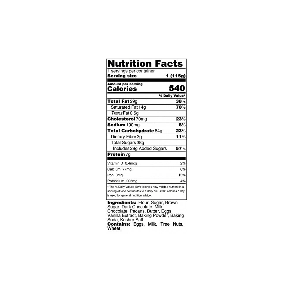 Nutrition facts label on a white background