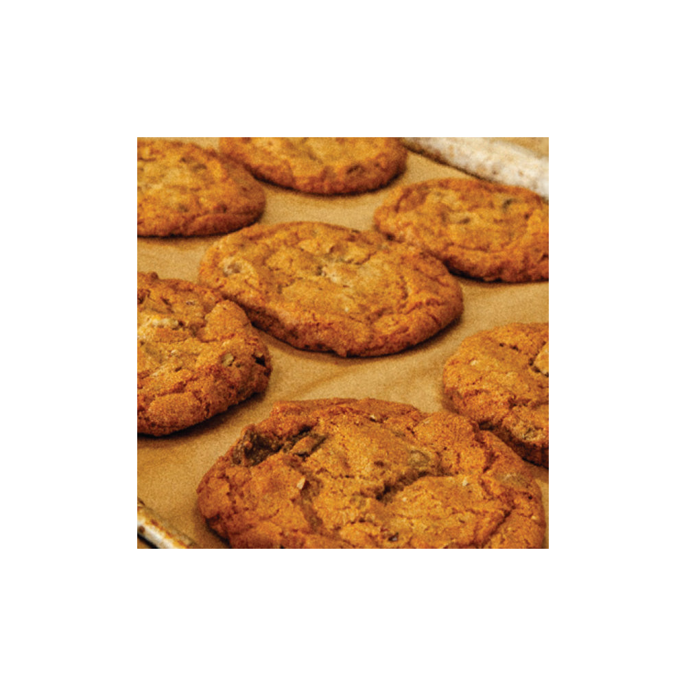 Chocolate chip cookies on a baking sheet