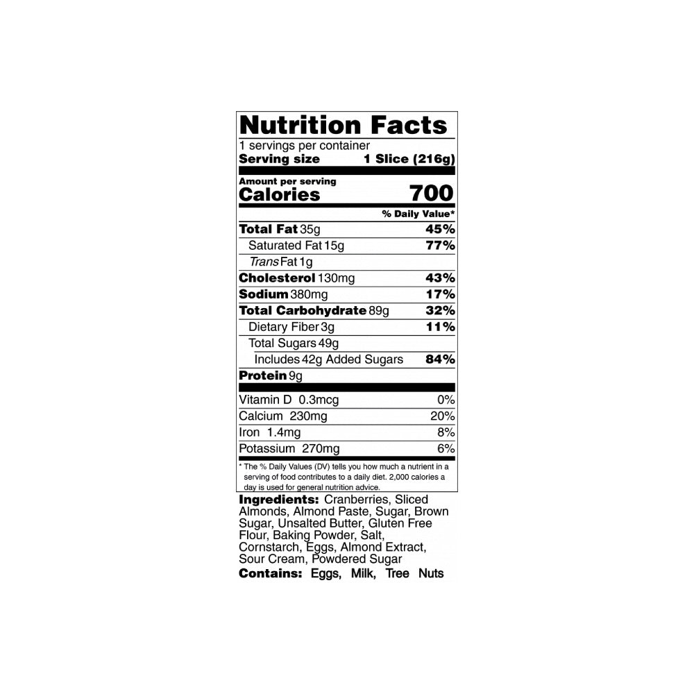 Nutrition facts label for a food product on a white background