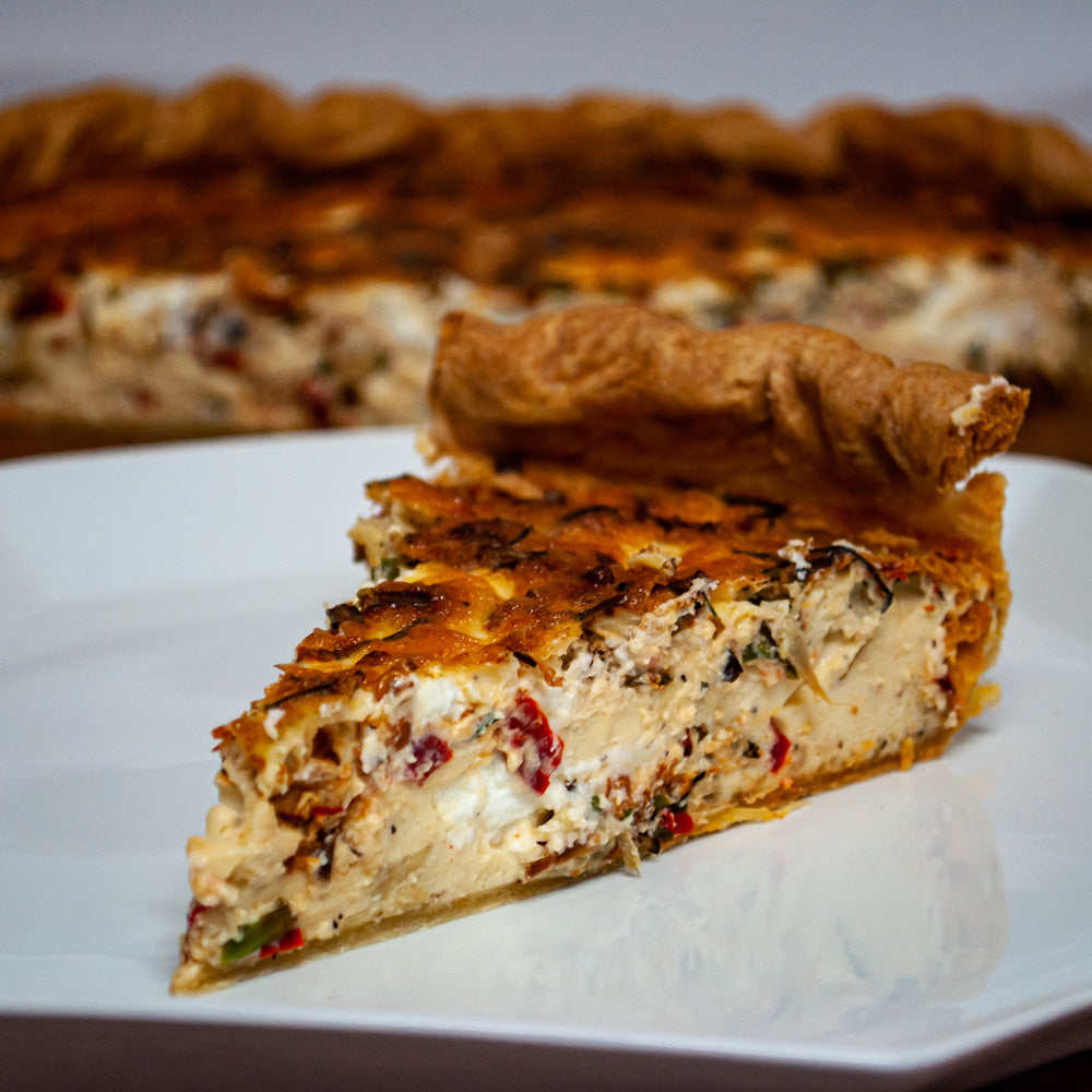 Roasted Artichoke, Red Pepper, & Goat Cheese Quiche